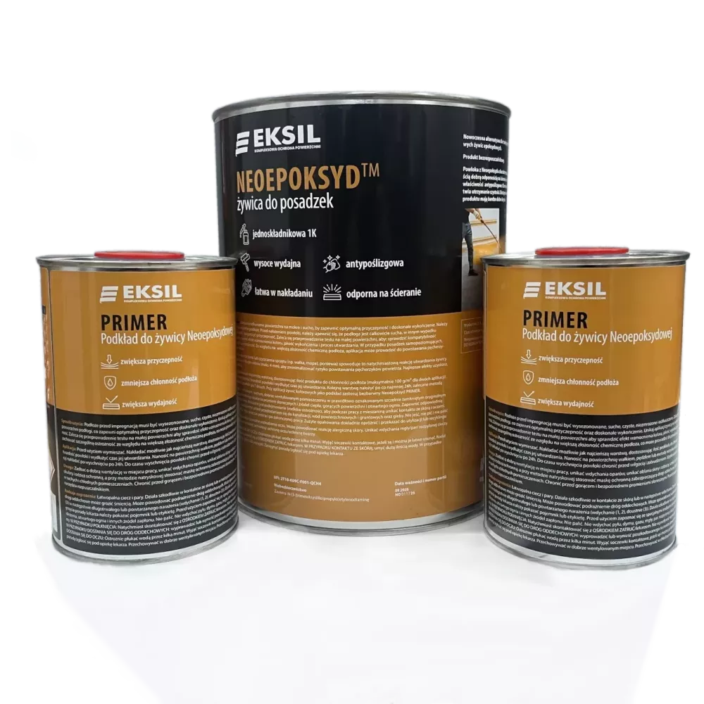 Zestaw - Neoepoksyd Transparentny 5kg, żywica do posadzek & Primer 3L, podkład do żywicy Neoepoksydowej